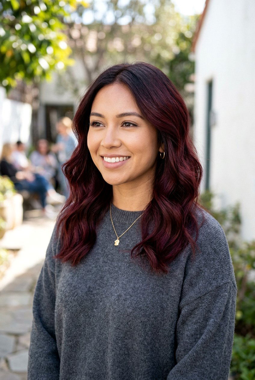 Deep Wine Red Balayage With Shadow Root - 20 deep wine red balayage - 20 deep wine red balayage