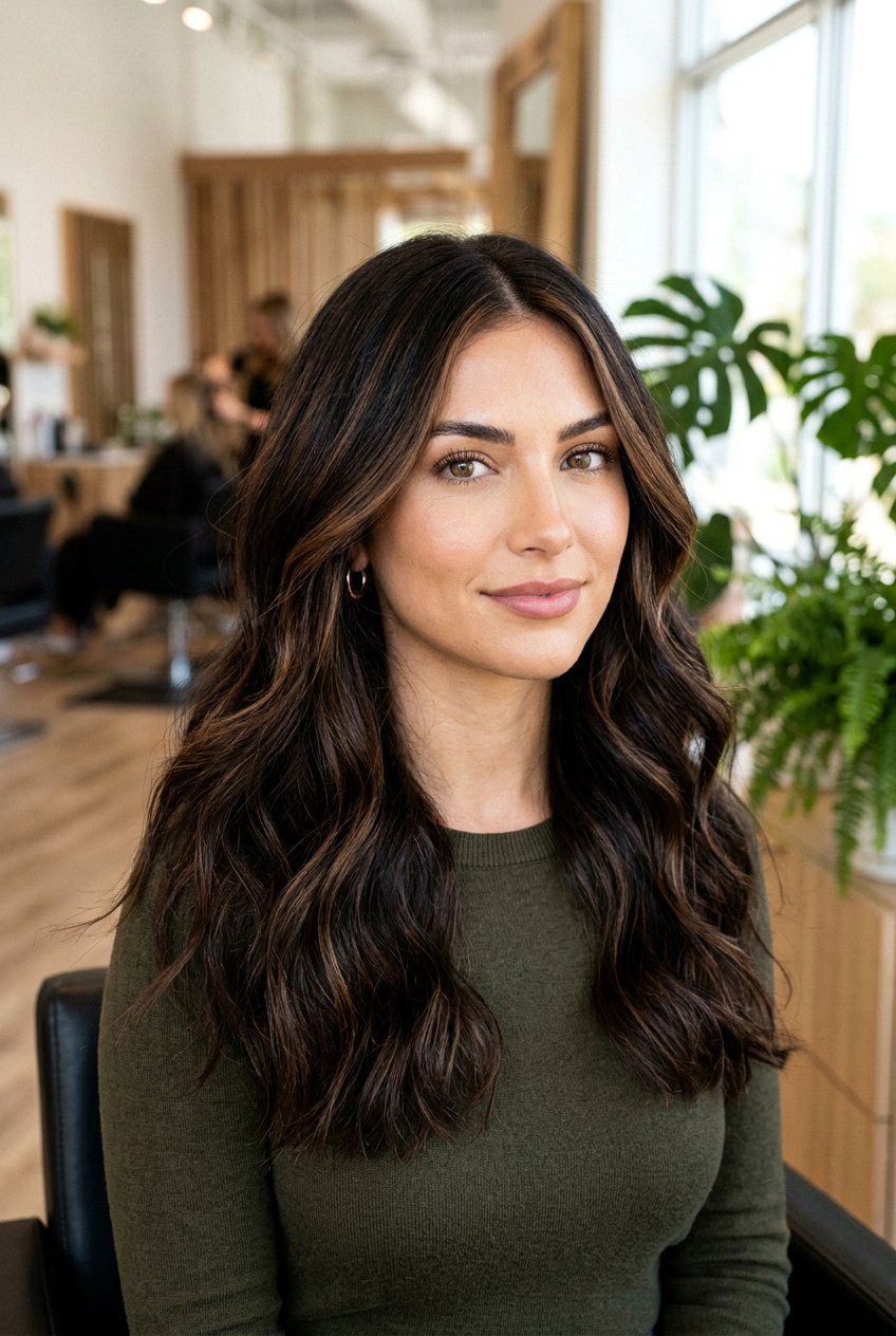 Deep brunette highlights - 20 face framing highlights - 20 face framing highlights