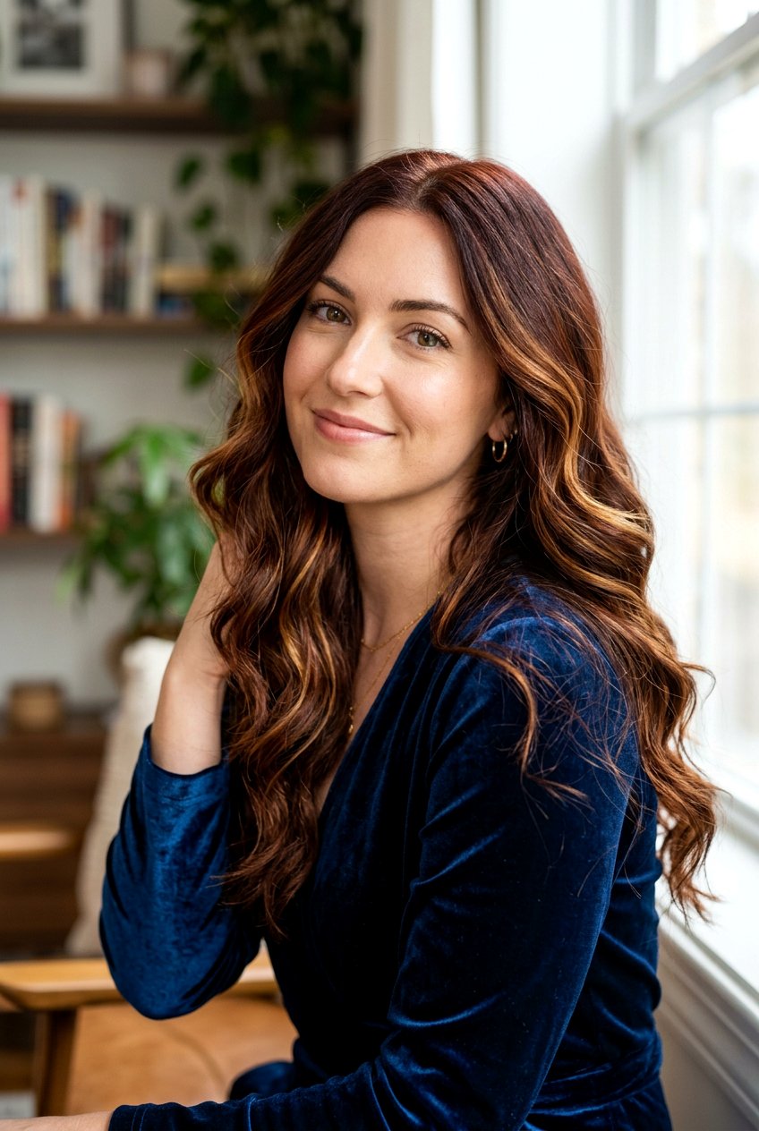 Deep caramel ribbons on mahogany hair - 20 delicate caramel ribbons for mature brunettes - 20 delicate caramel ribbons for mature brunettes