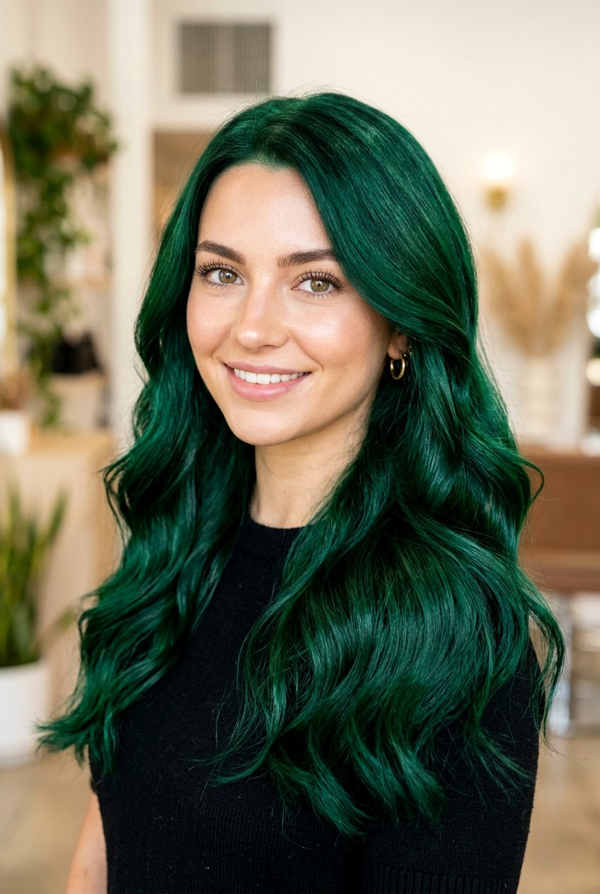 Deep emerald green velvet hair - 20 emerald green hair color