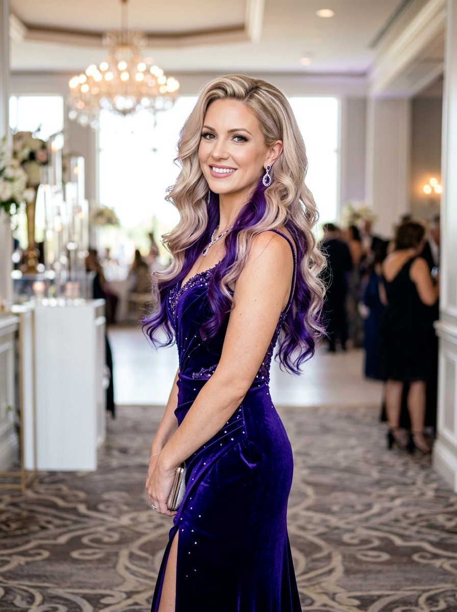 Deep lavender underlayer on champagne blonde hair - 20 lavender underlayer on blonde hair - 20 lavender underlayer on blonde hair