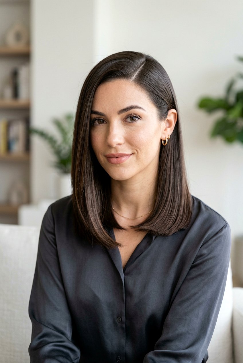 Deep side part lob - 20 medium haircuts for round faces - 20 medium haircuts for round faces