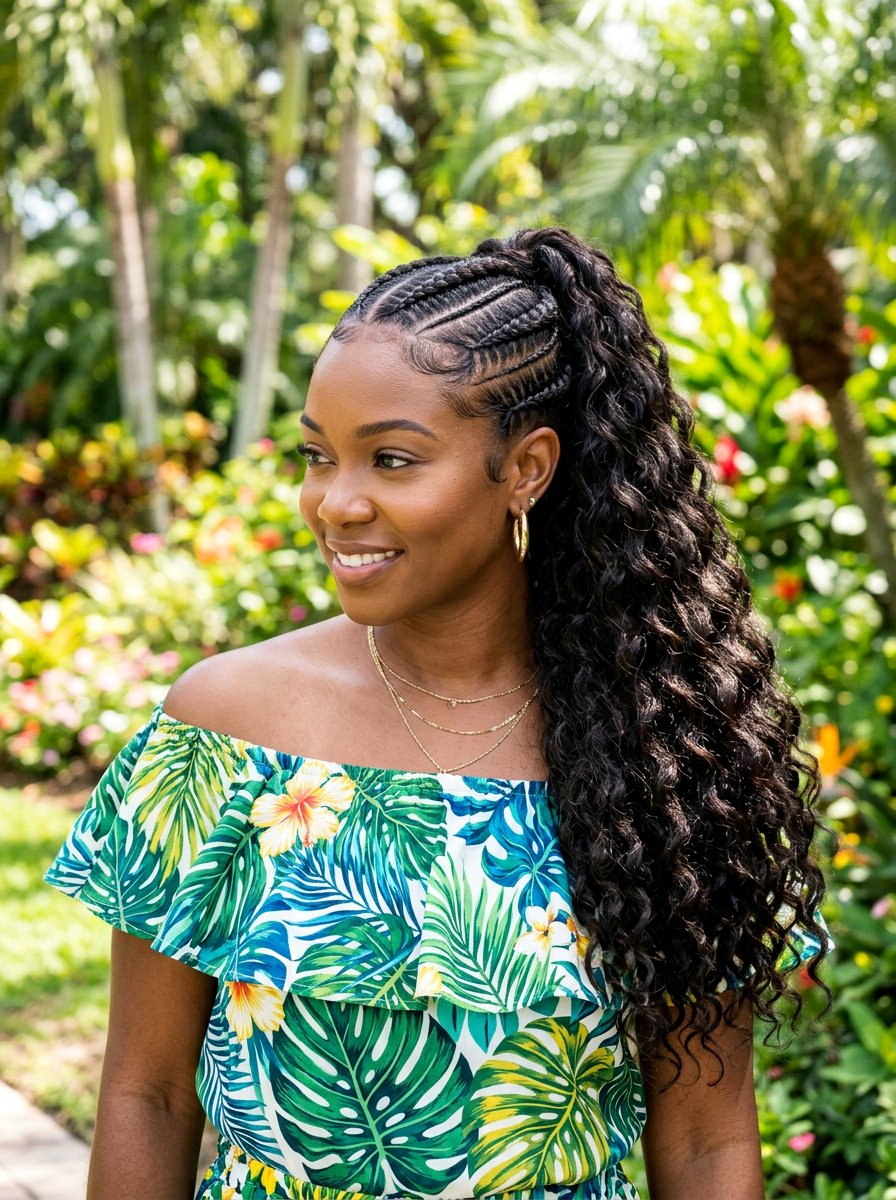 Deep wave track ponytail - 20 track braid ponytail - 20 track braid ponytail