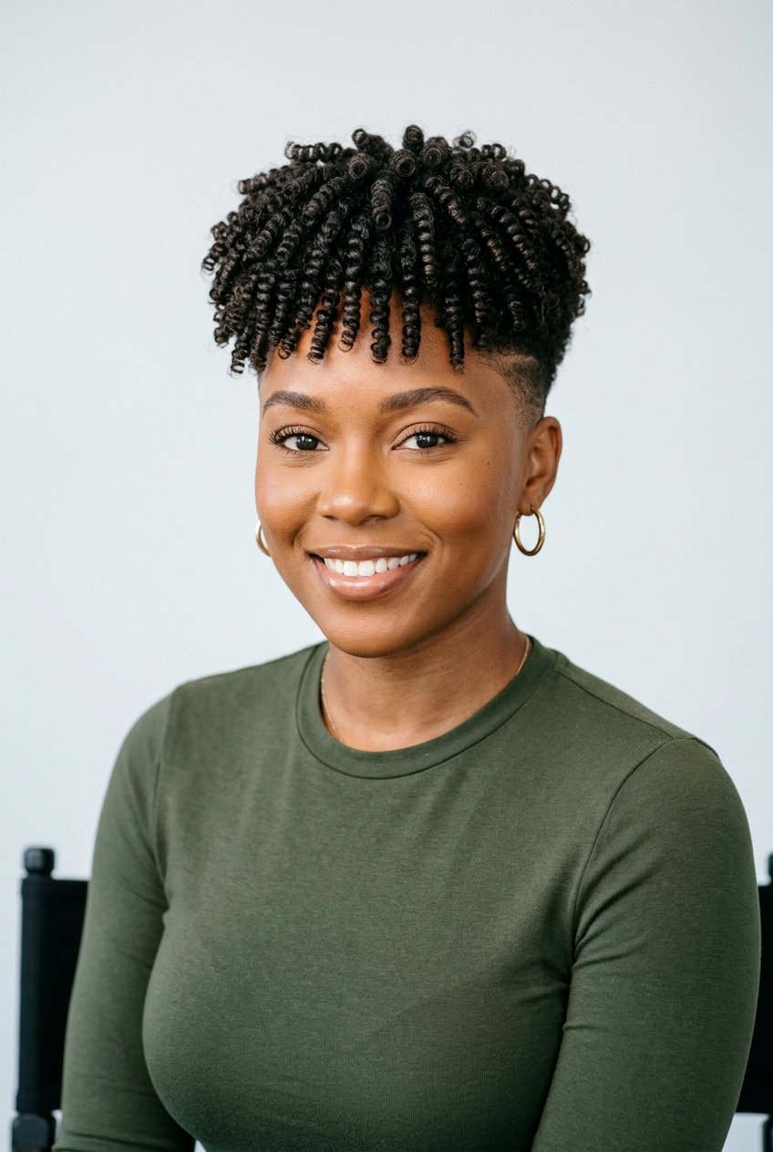 Defined Finger Coils on Skin Fade Tapered Cut - 20 finger coils on tapered cut - 20 finger coils on tapered cut