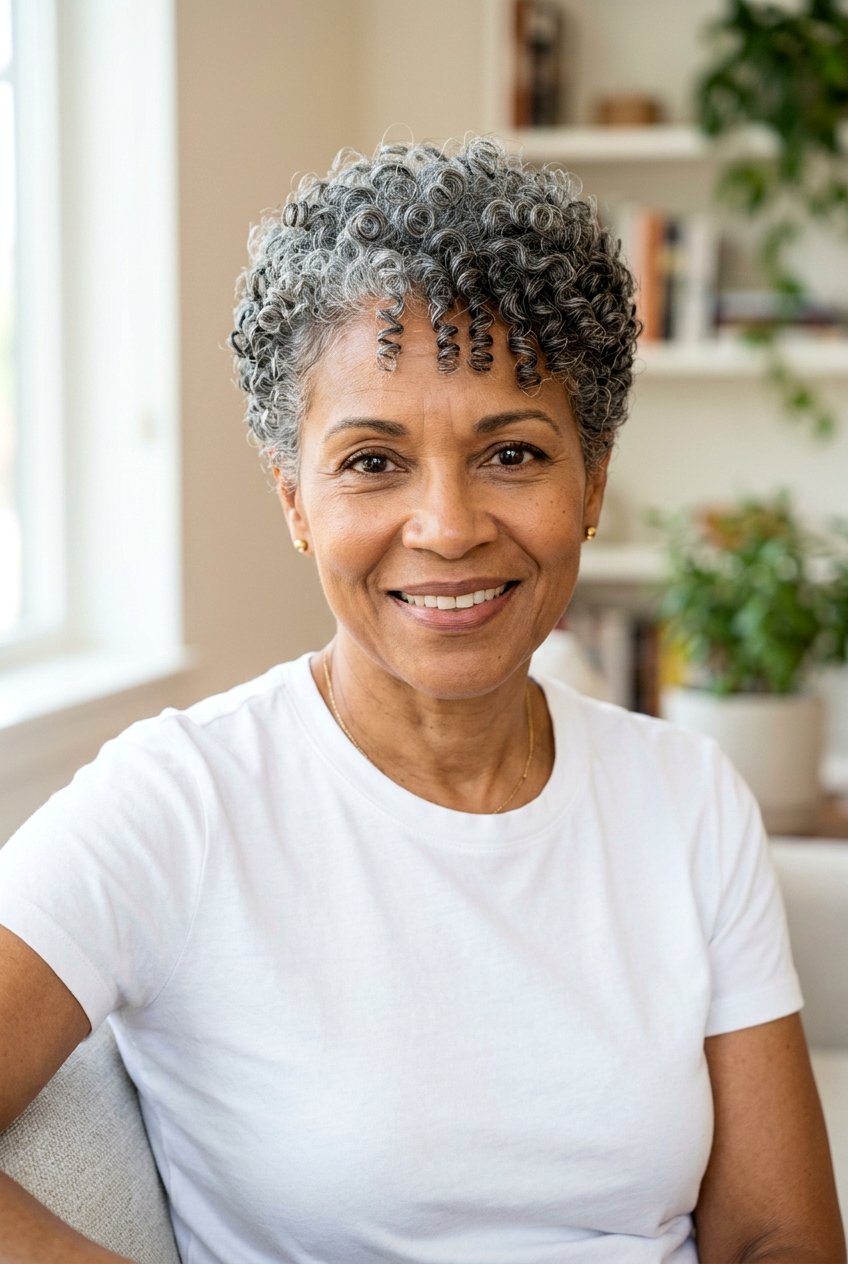 Defined Ringlet Micro Pixie - 20 curly pixie for mature women - 20 curly pixie for mature women