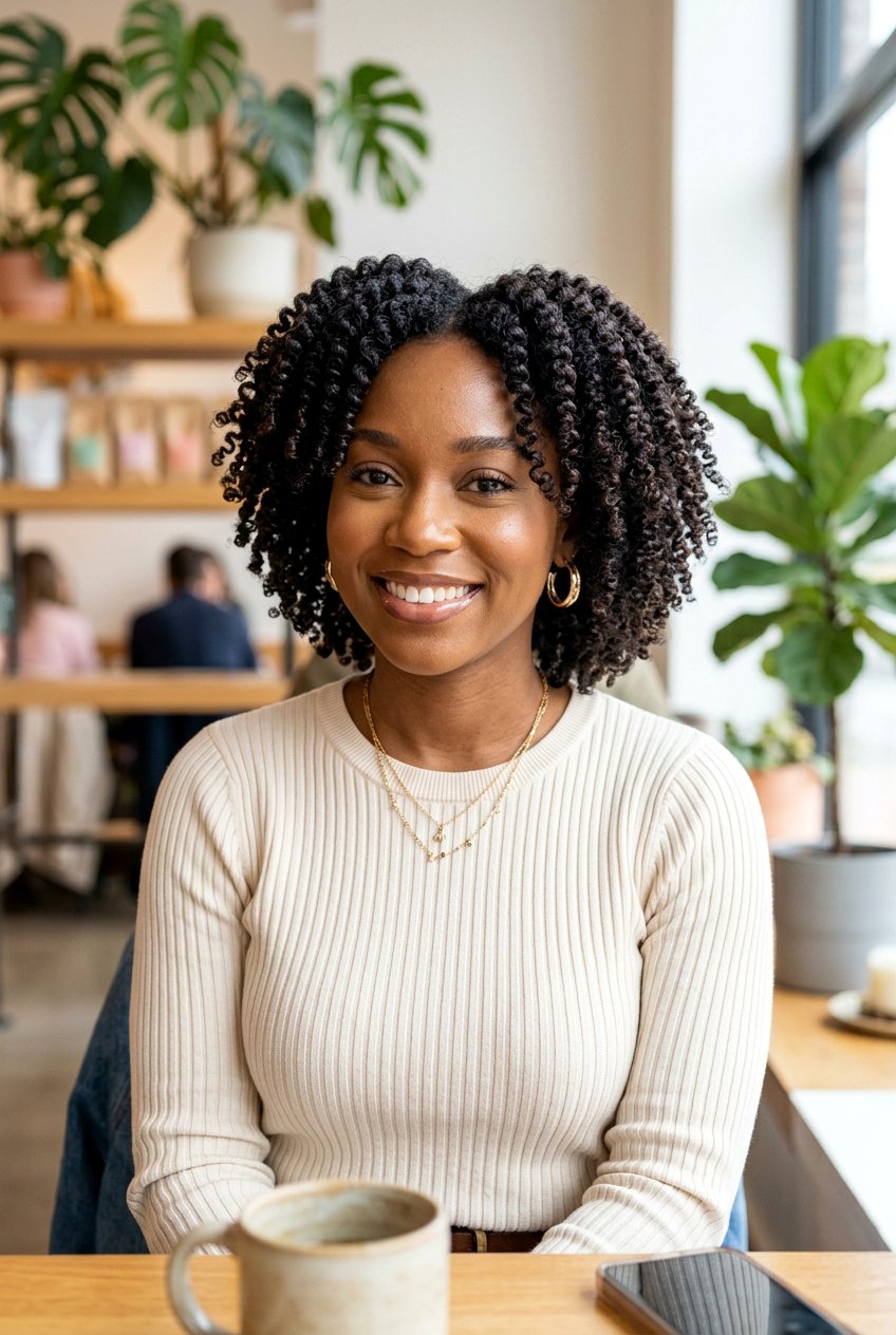 Defined Sponge Twist Curls with Gel - 20 twist sponge hairstyle for black women - 20 twist sponge hairstyle for black women