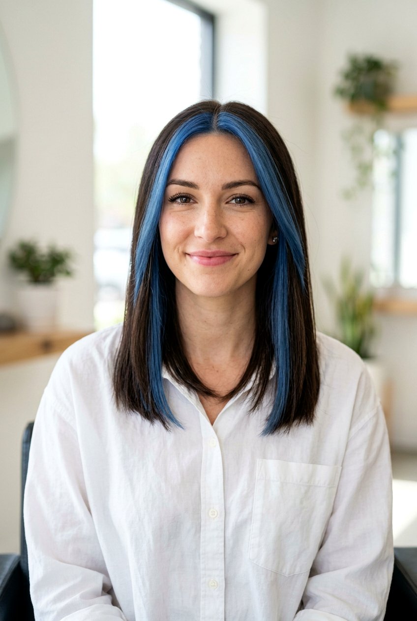 Denim Blue Money Piece Hair Color - 20 denim blue hair color - 20 denim blue hair color