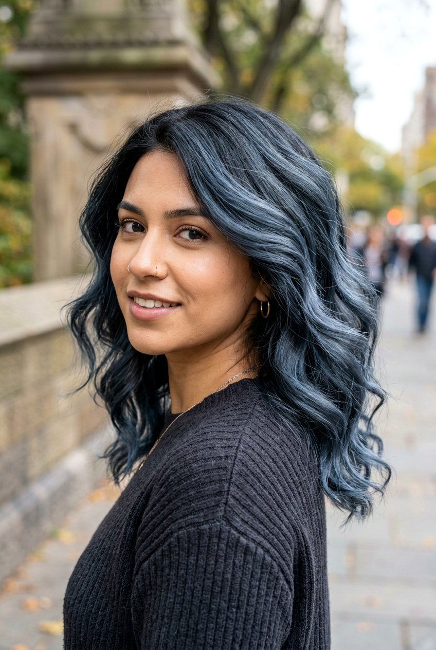 Denim blue highlights black hair - 20 black hair with blue highlights - 20 black hair with blue highlights