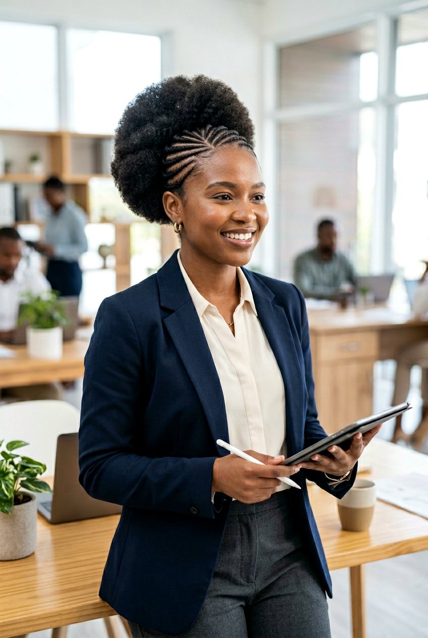 Diagonal Braided Afro Puff - 20 braided afro puff hairstyle - 20 braided afro puff hairstyle