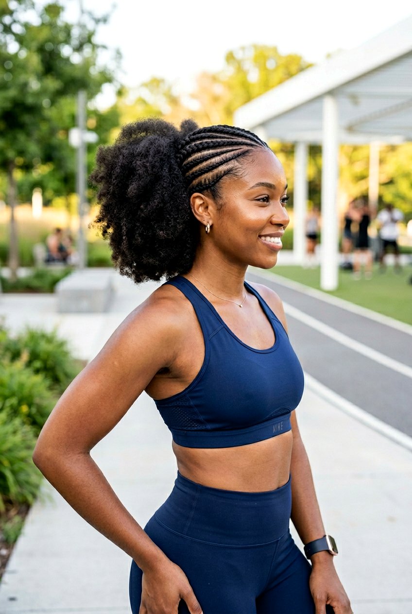 Diagonal Braids With Afro Puff - 20 afro puff with braids in front - 20 afro puff with braids in front