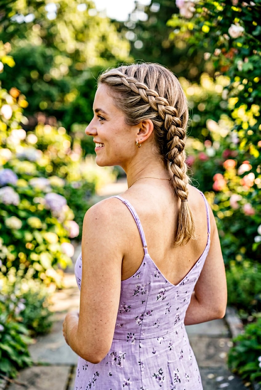 Diagonal French Braid - 20 summer braid hairstyle for medium hair - 20 summer braid hairstyle for medium hair