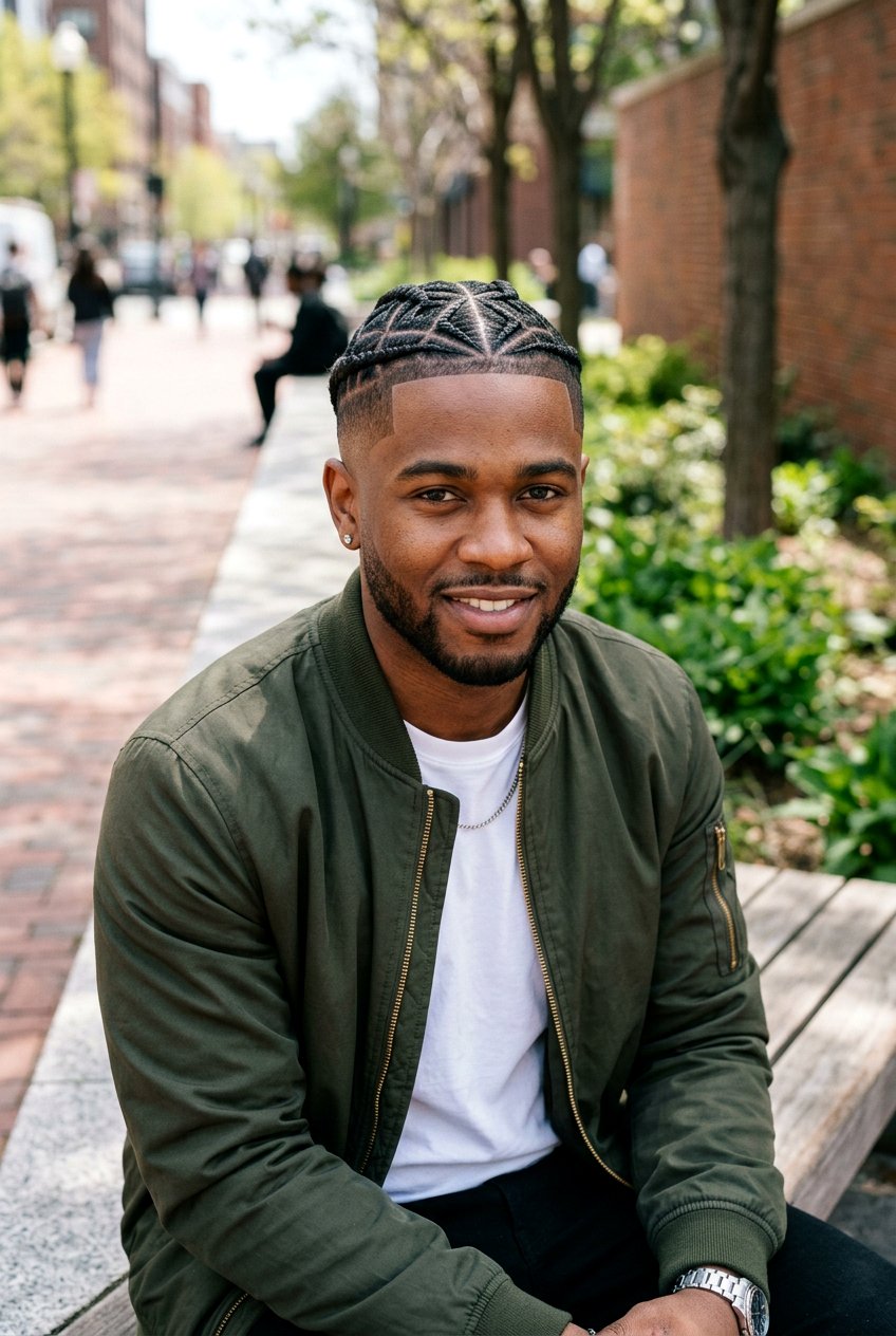 Diamond Pattern Cornrows With Mid Fade - 20 cornrows for men with fade - 20 cornrows for men with fade