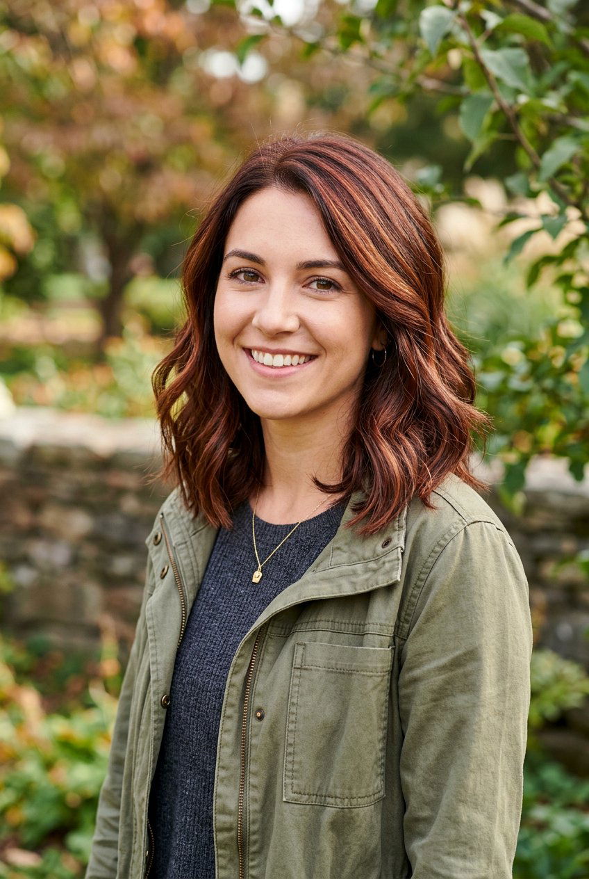 Dimensional Auburn Highlights On A Brunette Shoulder Length Cut - 20 autumn auburn highlights for brunettes - 20 autumn auburn highlights for brunettes