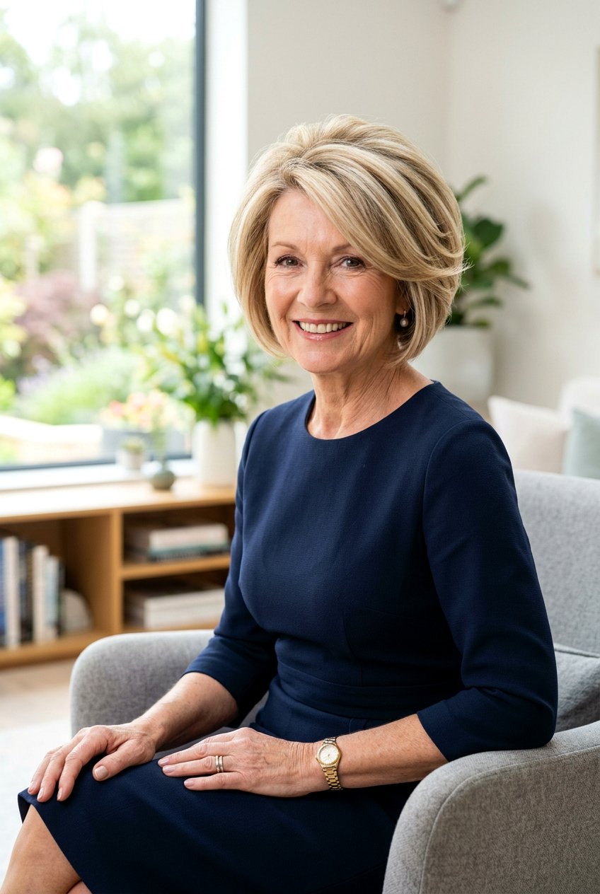 Dimensional Blonde Stacked Bob - 20 blonde refresh for older women - 20 blonde refresh for older women