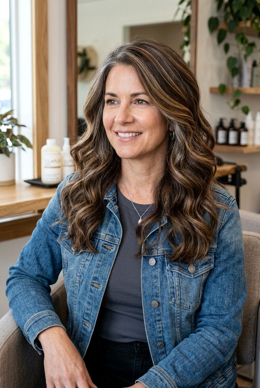 Dimensional Brunette Balayage with Gray Integration - 20 balayage for gray blending - 20 balayage for gray blending