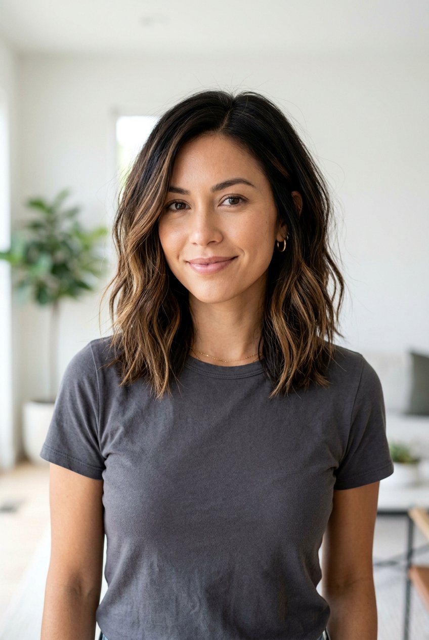 Dimensional Brunette Lob With Brown Black Color - 20 dimensional brown black hair - 20 dimensional brown black hair