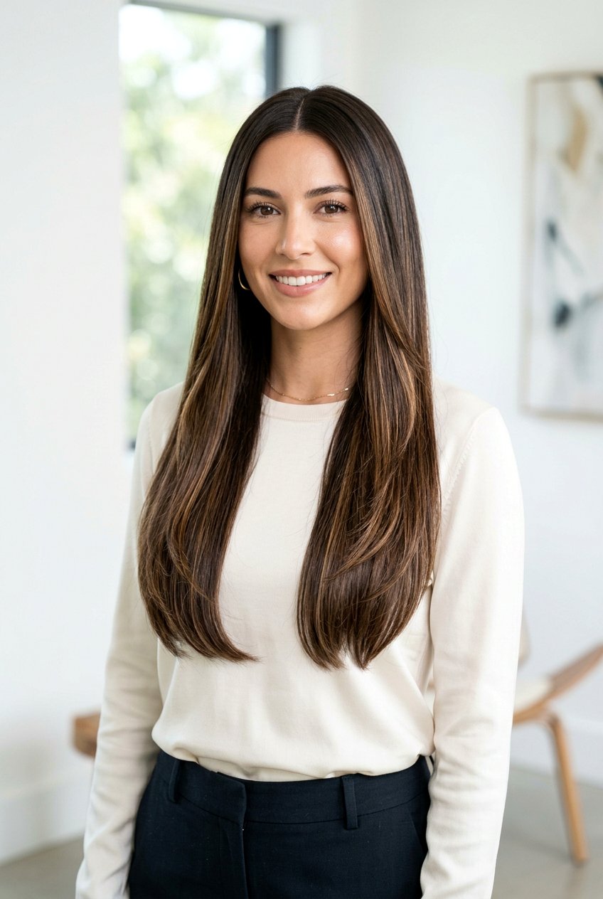 Dimensional Brunette With Subtle Highlights - 20 hair color ideas for long layered hair - 20 hair color ideas for long layered hair