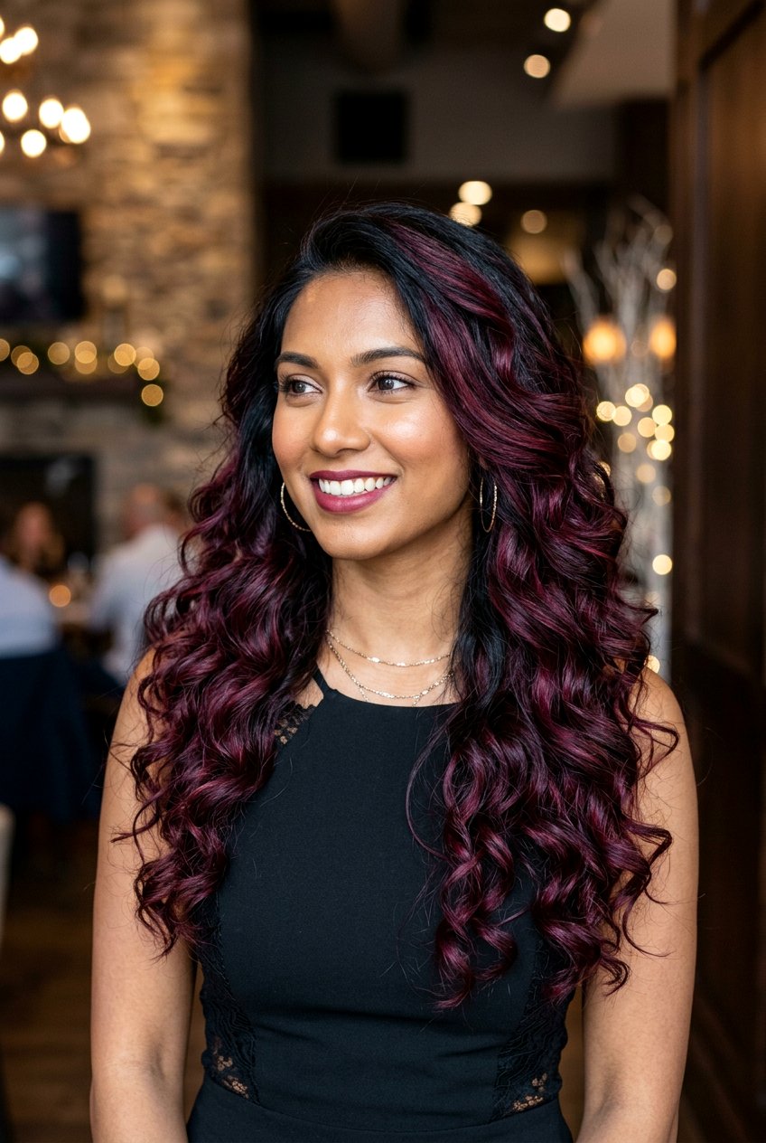 Dimensional Burgundy On Black Hair - 20 dimensional black hair color - 20 dimensional black hair color