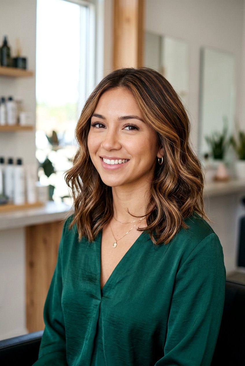 Dimensional Chestnut Highlights On Collarbone Length Hair - 20 warm chestnut highlights for mature women - 20 warm chestnut highlights for mature women