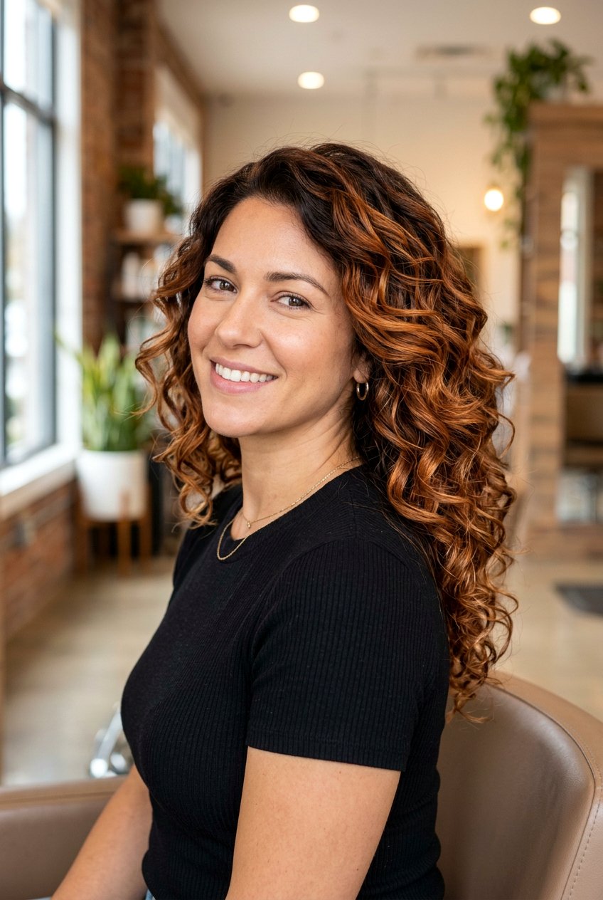 Dimensional Copper Balayage On Dark Brown Hair - 20 fall copper balayage - 20 fall copper balayage