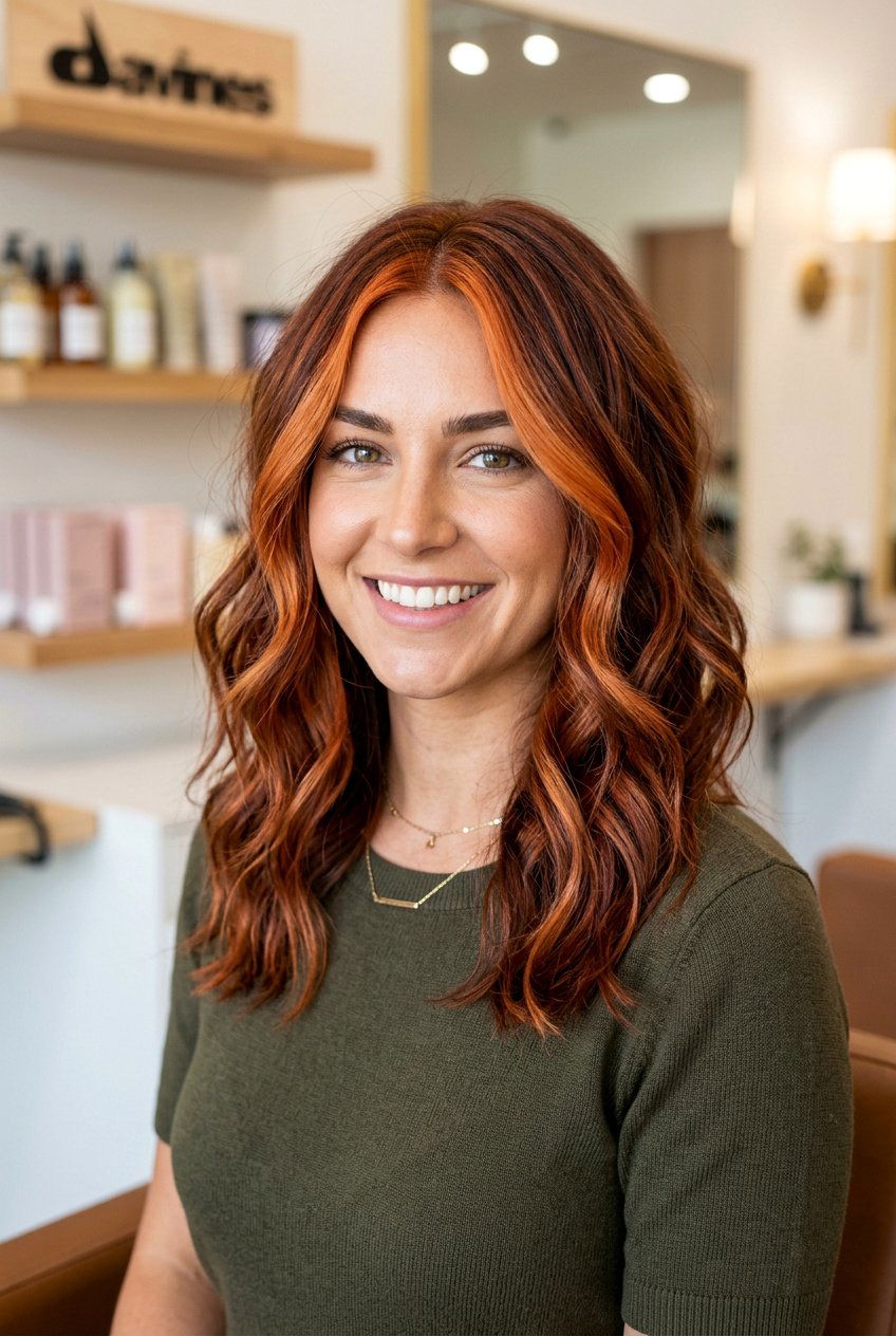 Dimensional Copper Face Framing on Medium Hair - 20 copper face framing pieces - 20 copper face framing pieces