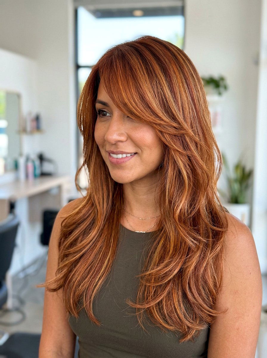 Dimensional Copper Long Layers With Side Bang - 20 dimensional copper for long layers - 20 dimensional copper for long layers