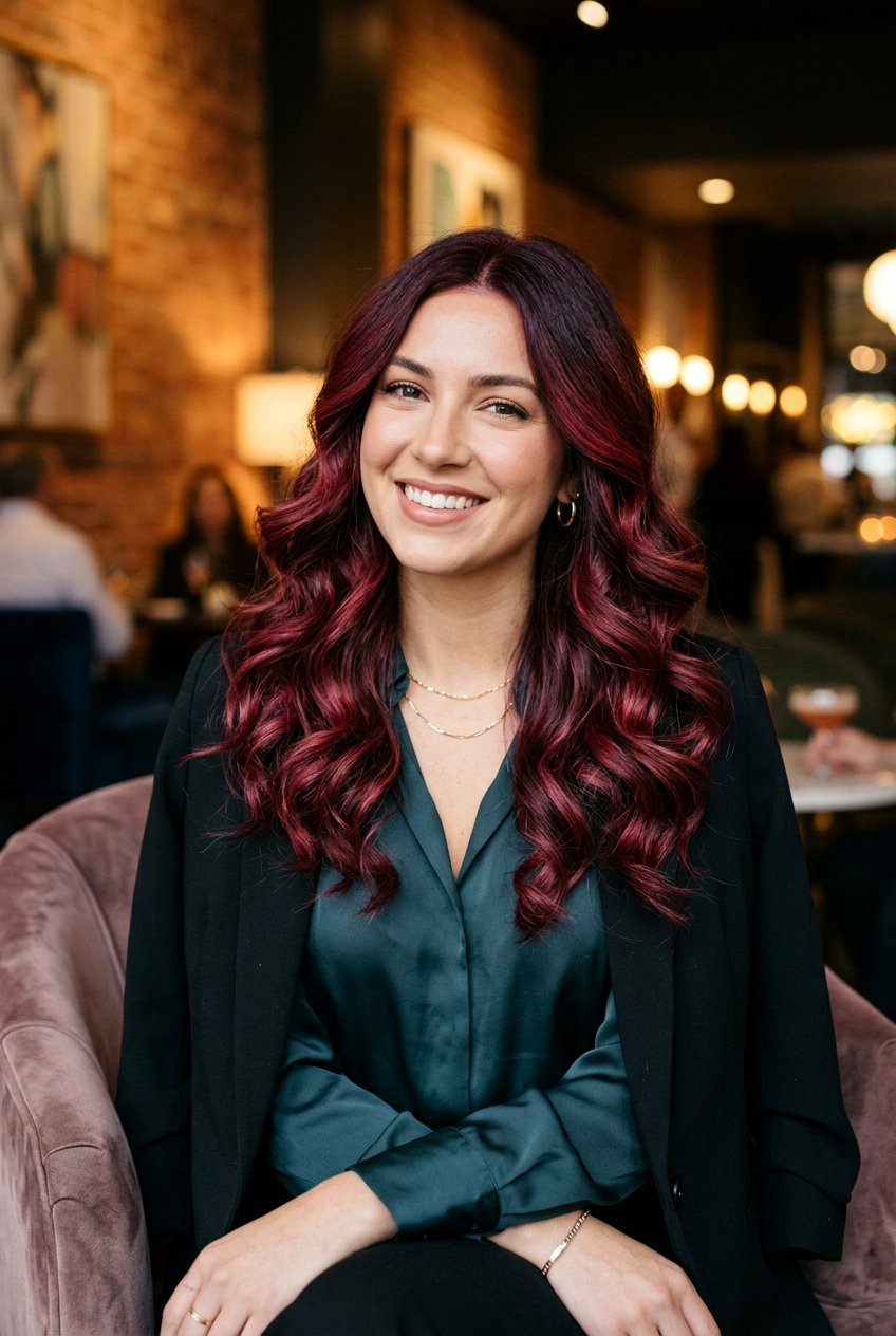 Dimensional Cranberry And Burgundy Balayage - 20 cranberry balayage hair color - 20 cranberry balayage hair color