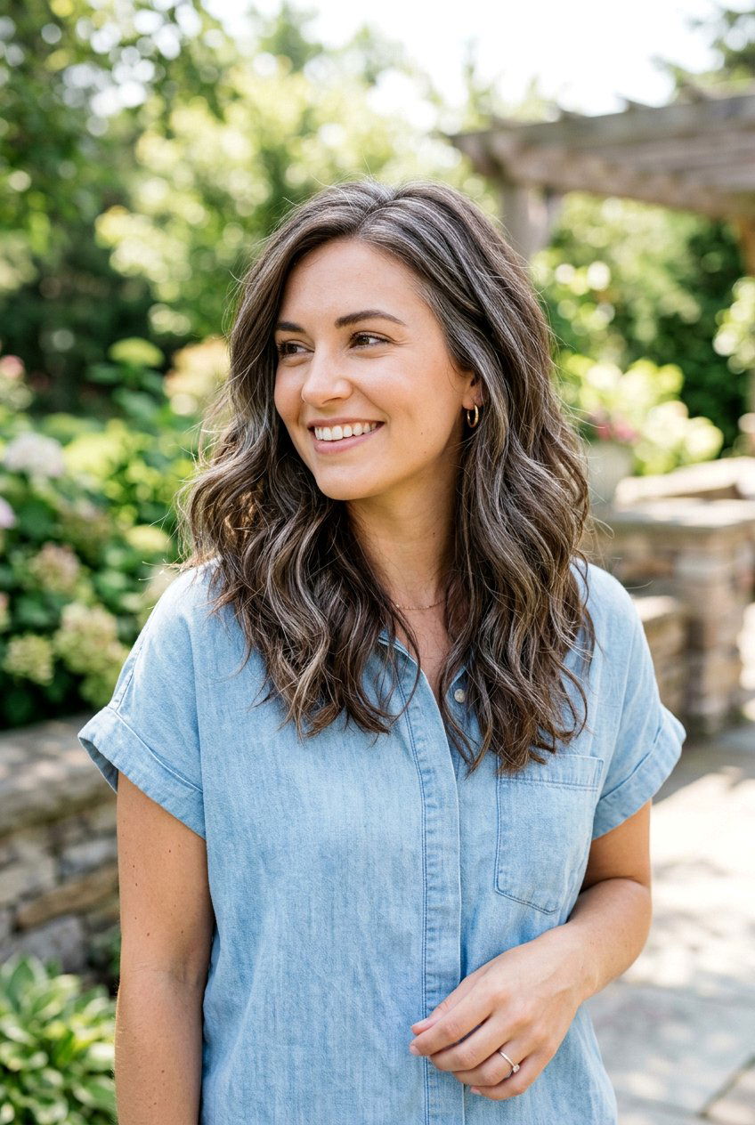 Dimensional Gray Blend On Brunette - 20 natural looking gray blend hair color - 20 natural looking gray blend hair color