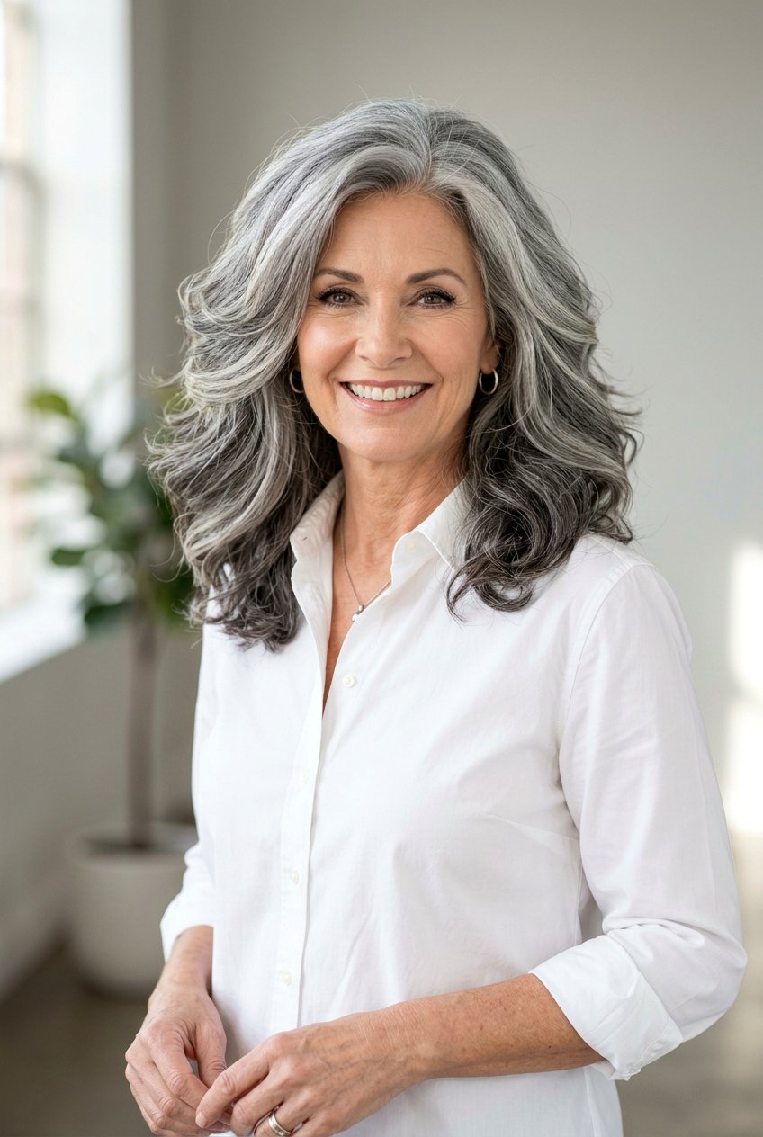 Dimensional Gray Hair Highlights - 20 natural gray transition with babylights - 20 natural gray transition with babylights