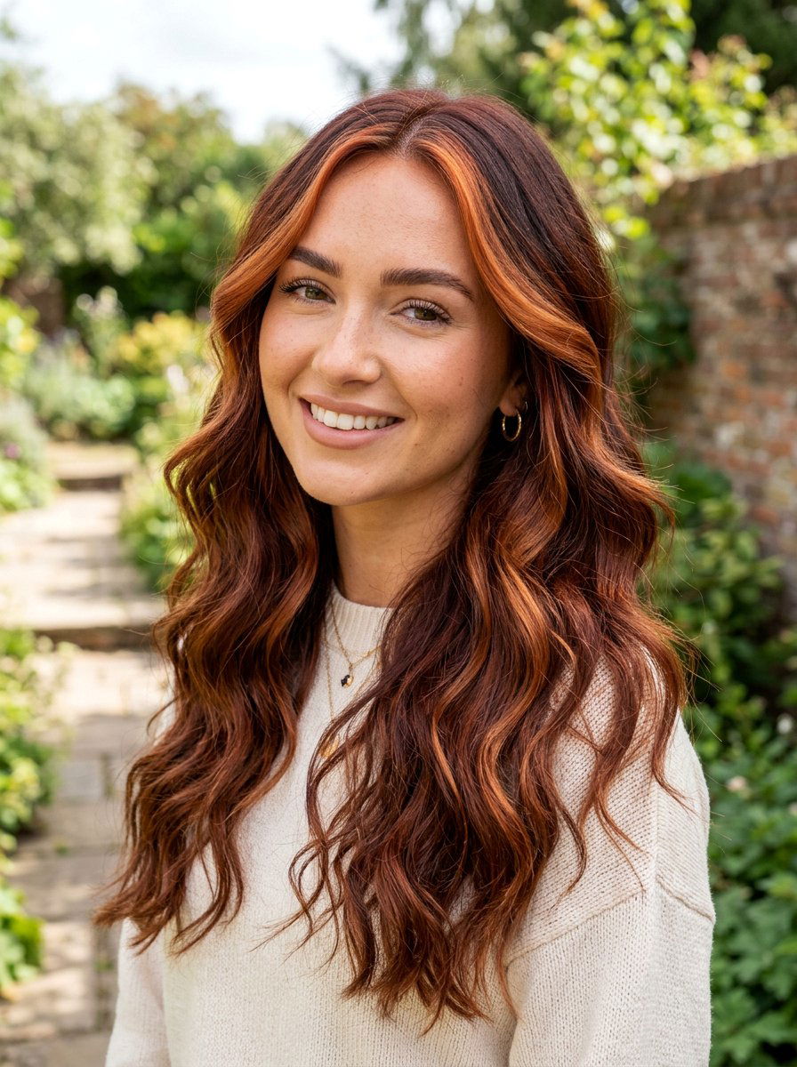 Dimensional Red Brown Balayage With Money Piece - 20 rich red brown balayage - 20 rich red brown balayage