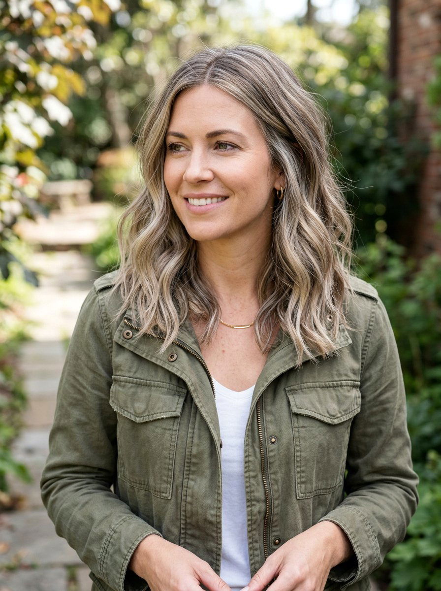 Dirty Blonde Gray Balayage Medium Length - 20 rooted gray blonde balayage - 20 rooted gray blonde balayage