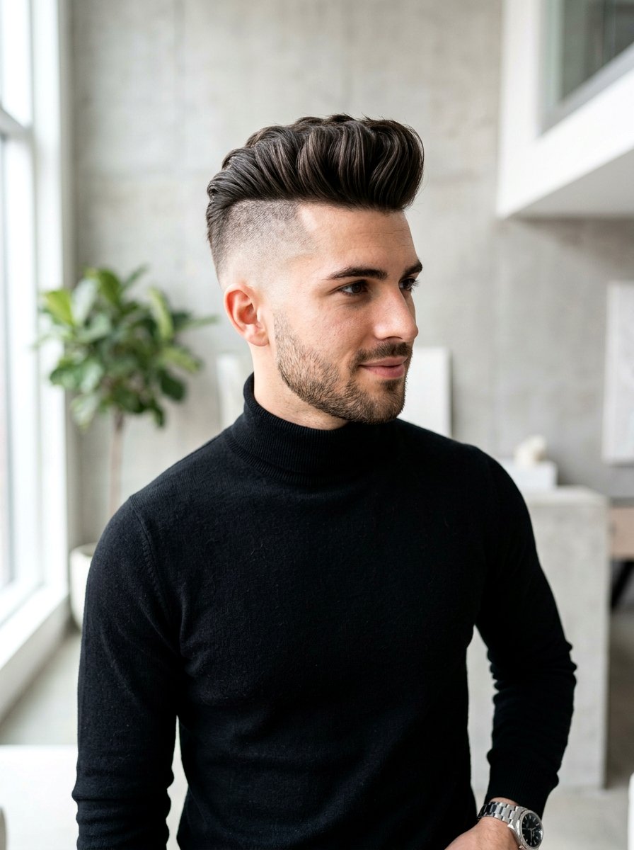 Disconnected Pompadour - 20 pompadour haircut for medium hair men - 20 pompadour haircut for medium hair men