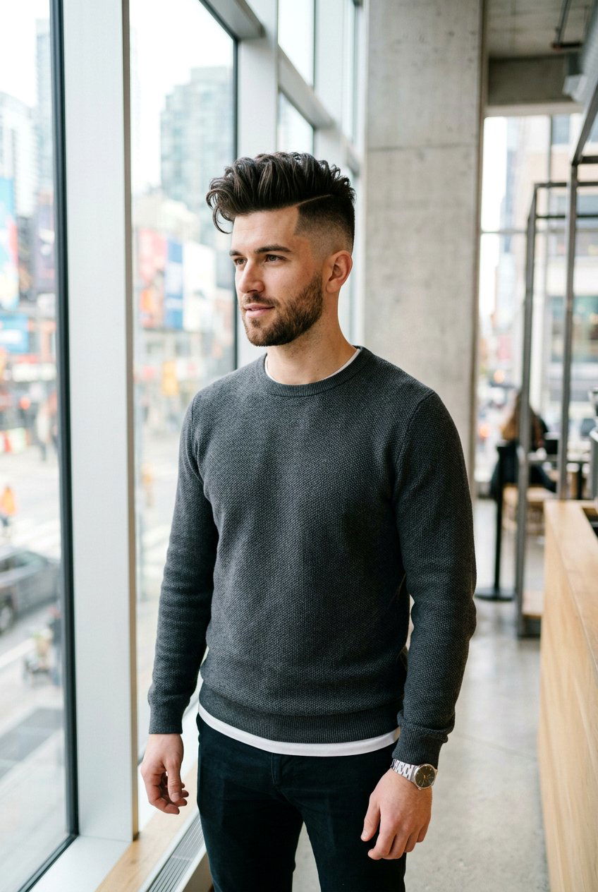 Disconnected Quiff - 20 mens haircut for round face - 20 men’s haircut for round face