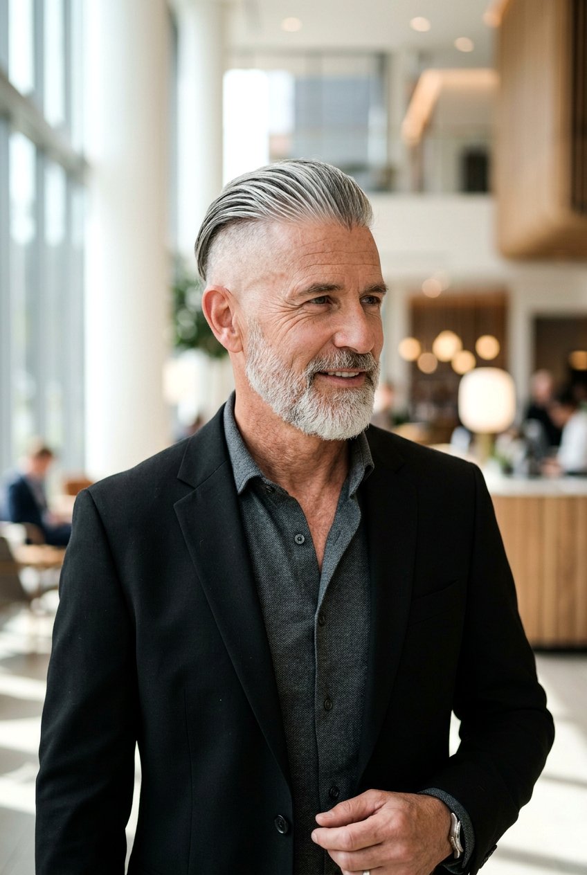 Disconnected Undercut - 20 mens haircut for mature gray hair - 20 men’s haircut for mature gray hair