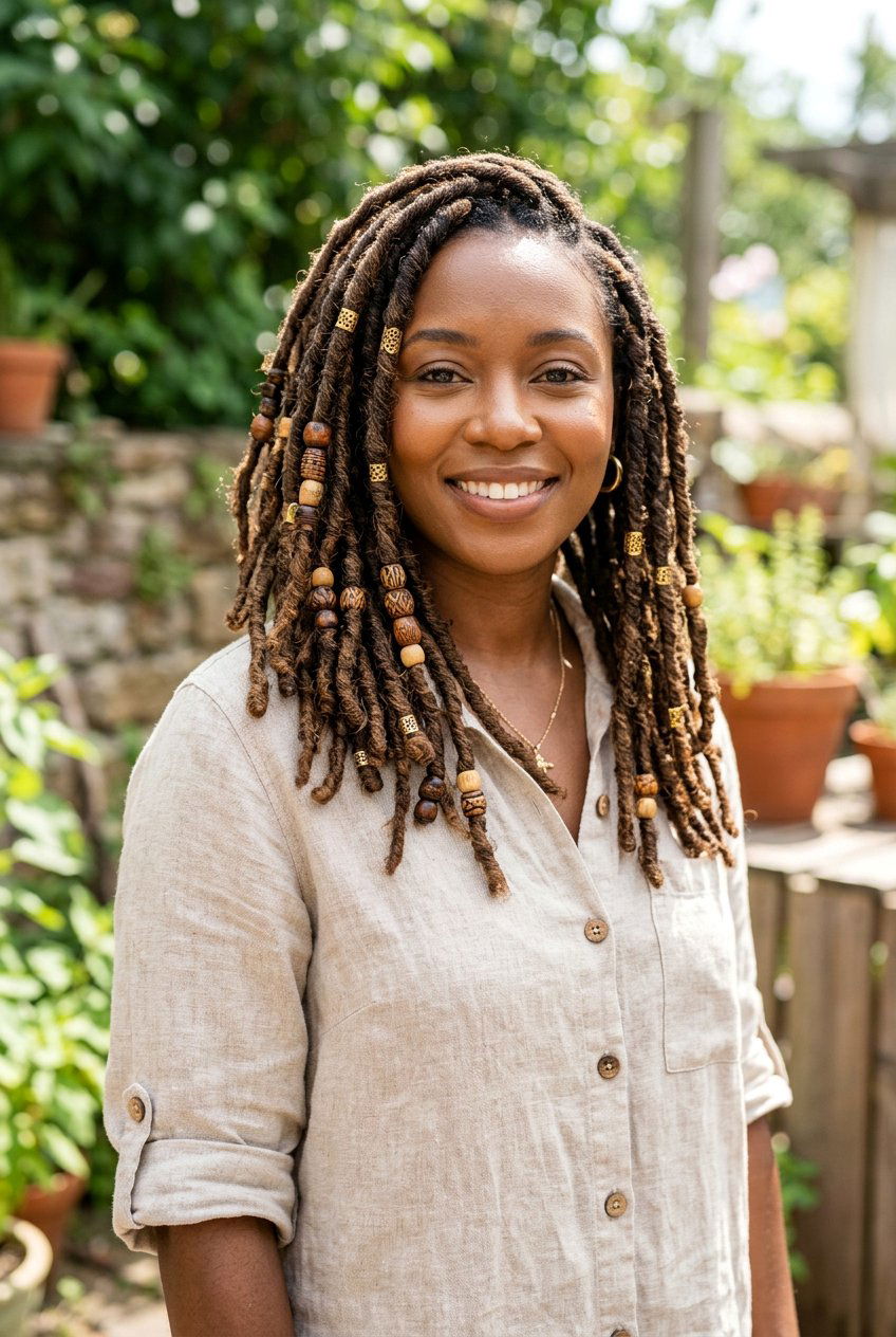 Distressed Faux Locs With Beads - 20 distressed faux loc styles - 20 distressed faux loc styles