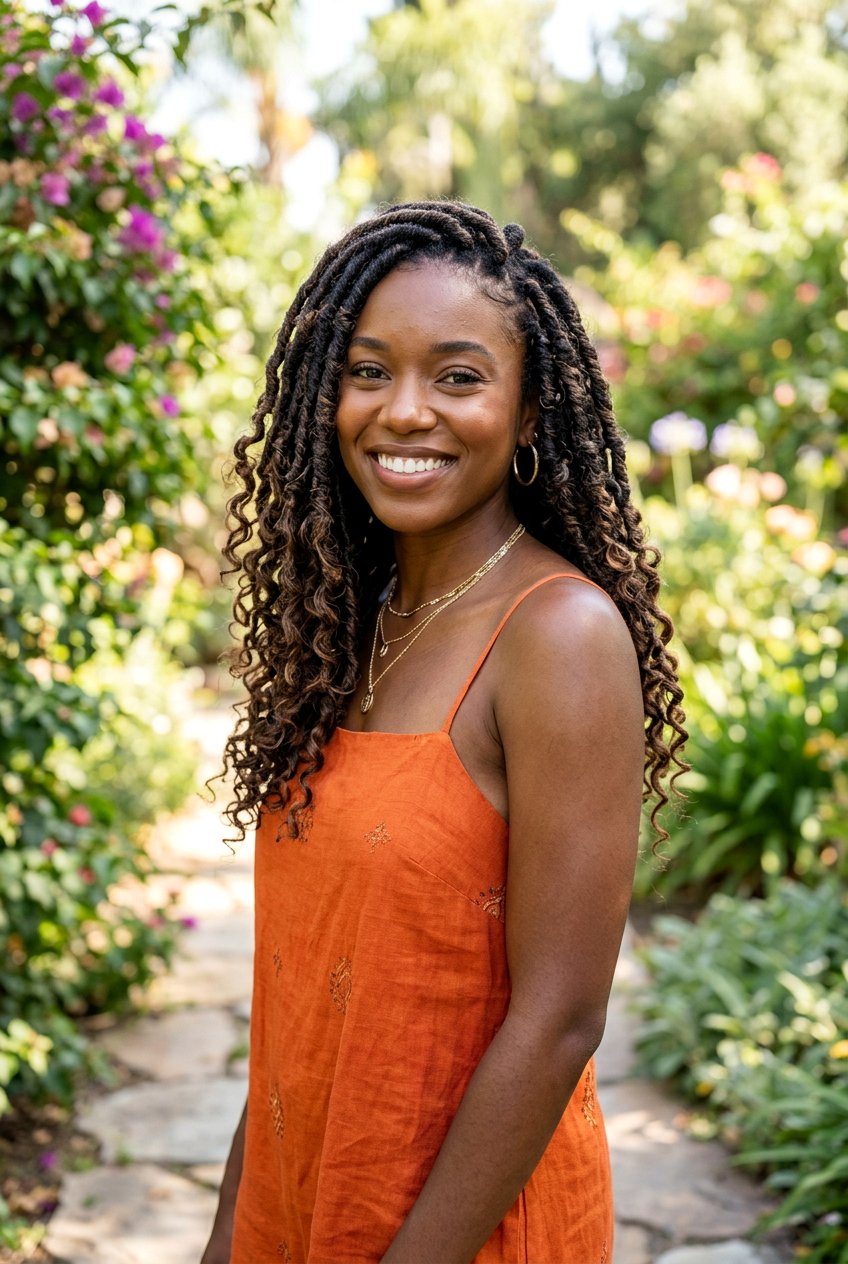 Distressed Faux Locs With Curly Ends - 20 faux locs with curly ends - 20 faux locs with curly ends