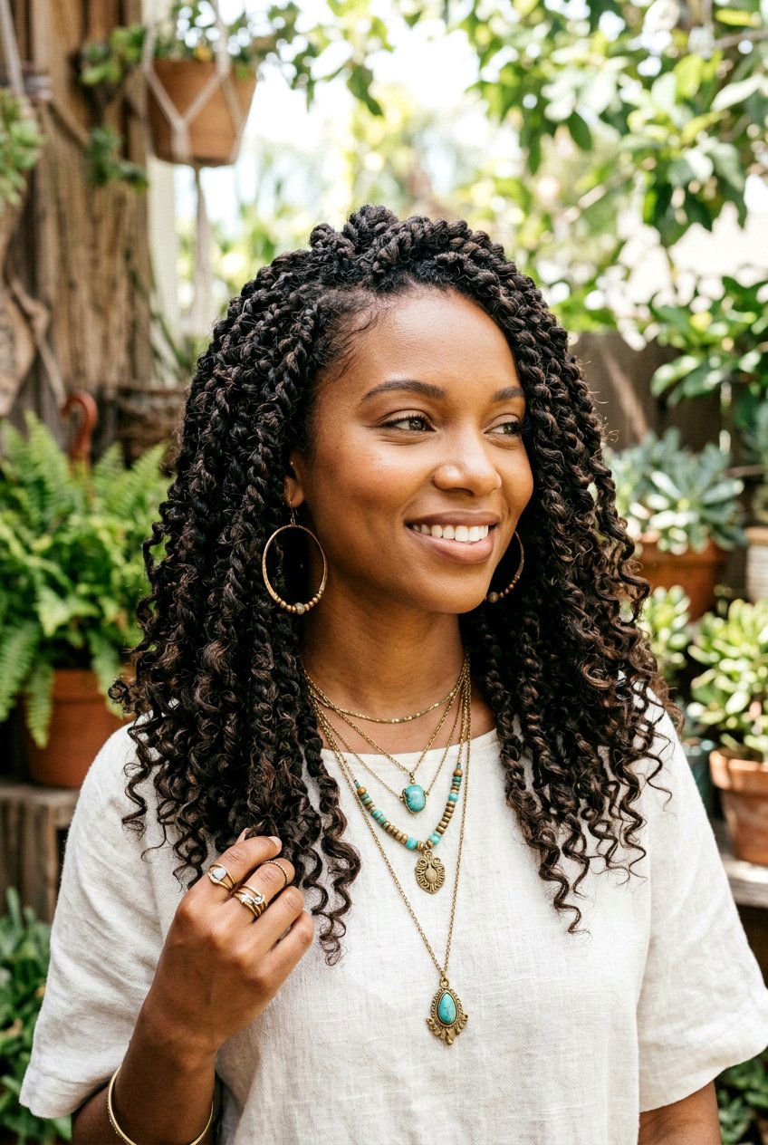 Distressed Passion Twists With Curly Ends - 20 passion twists with curly ends - 20 passion twists with curly ends