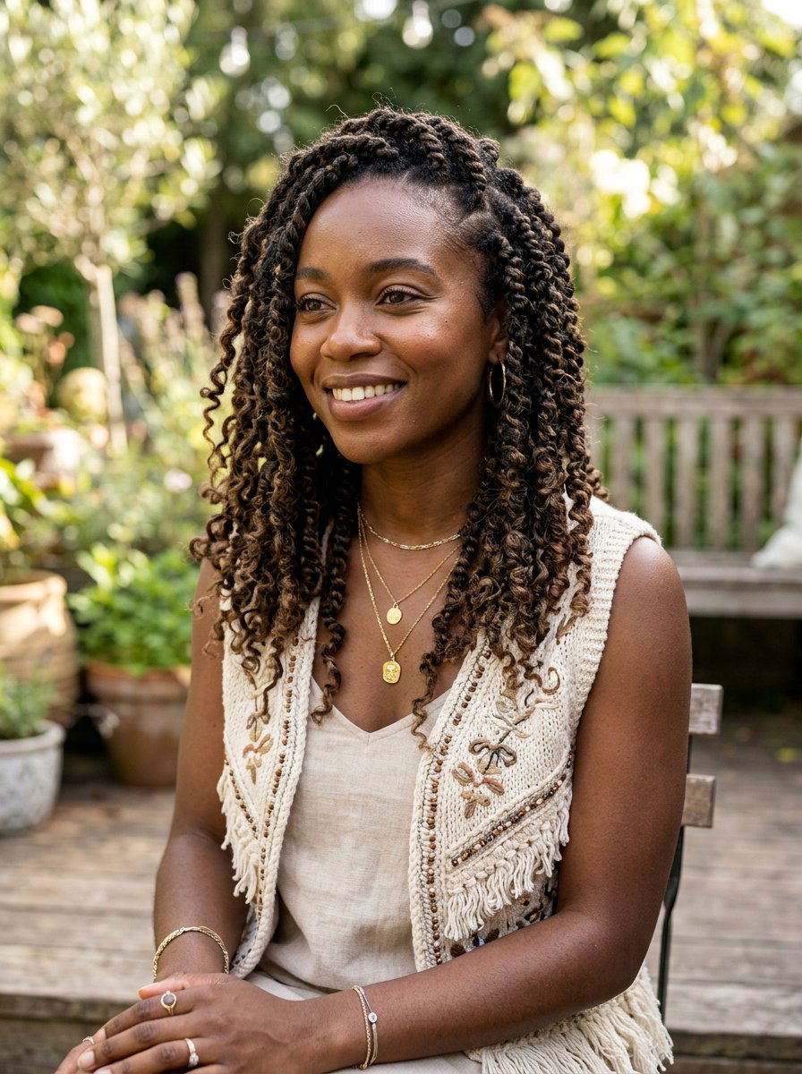 Distressed Shoulder Length Passion Twists - 20 shoulder length passion twists - 20 shoulder length passion twists