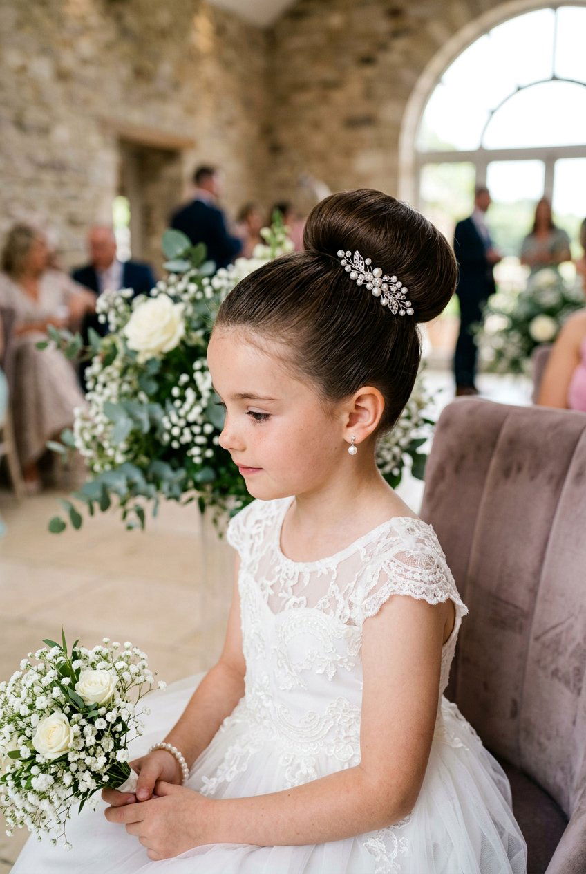 Donut Bun For Flower Girl - 20 flower girl bun hairstyle - 20 flower girl bun hairstyle