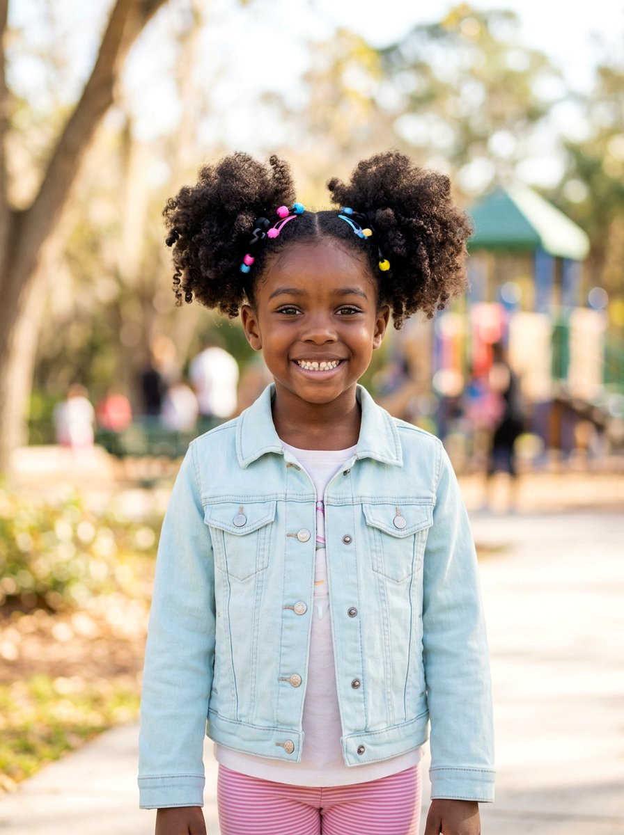Double Afro Puffs - 20 quick natural hairstyles for kids - 20 quick natural hairstyles for kids