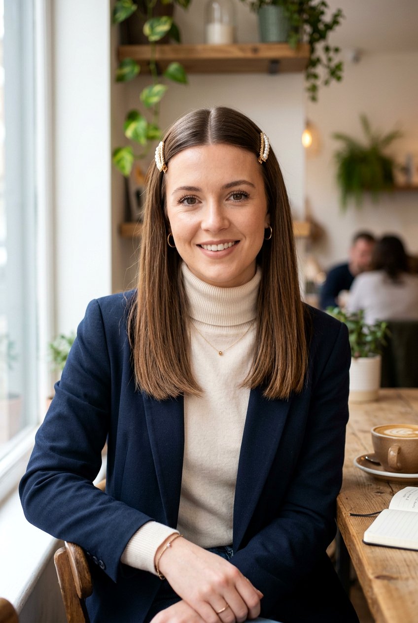 Double Barrette Hairstyle With Center Part - 20 barrette hairstyles for women - 20 barrette hairstyles for women