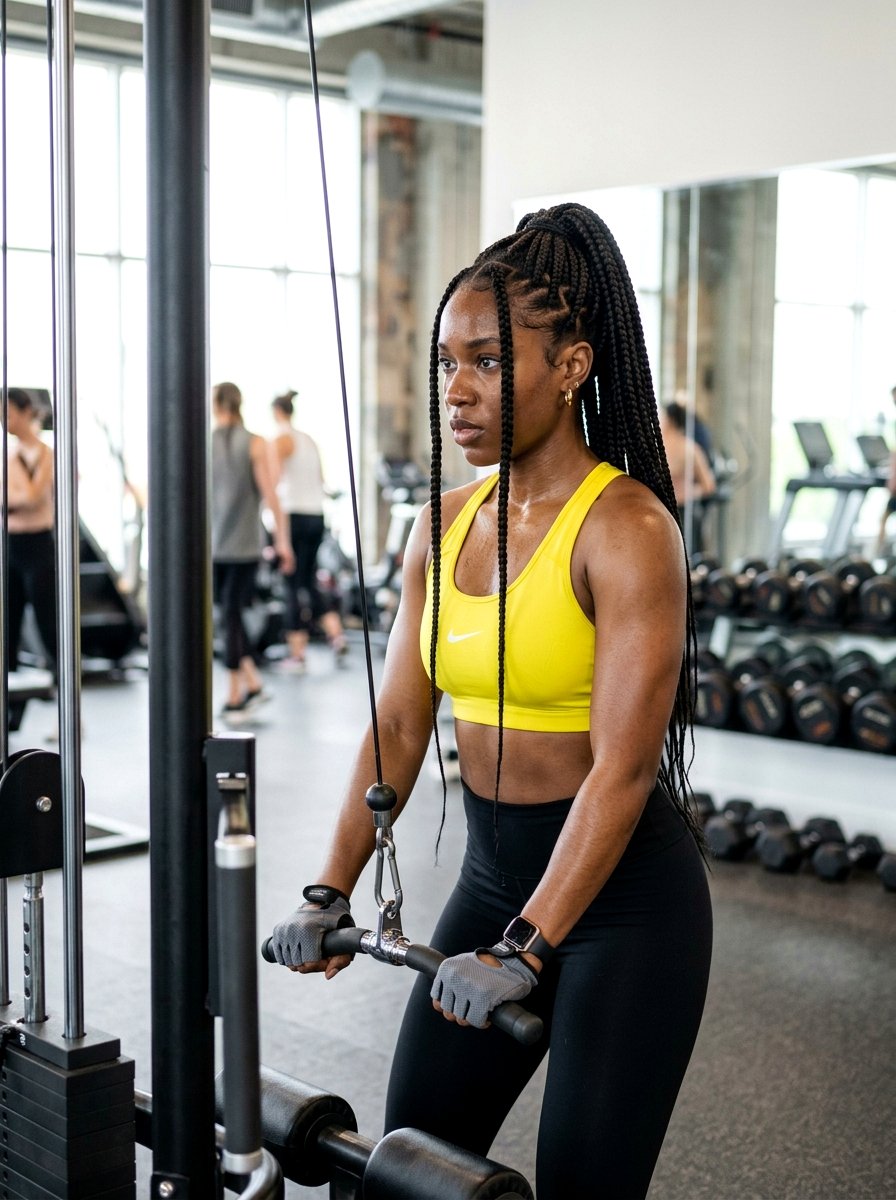 Double Box Braids Gym - 20 gym hairstyle with double braids - 20 gym hairstyle with double braids