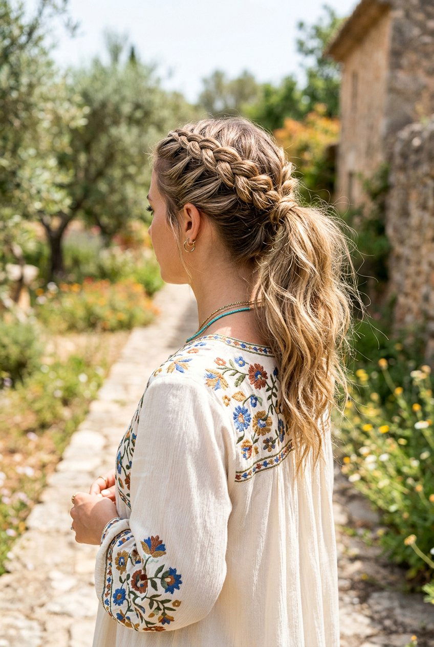 Double Braid Boho Ponytail - 20 boho messy ponytail hairstyle - 20 boho messy ponytail hairstyle