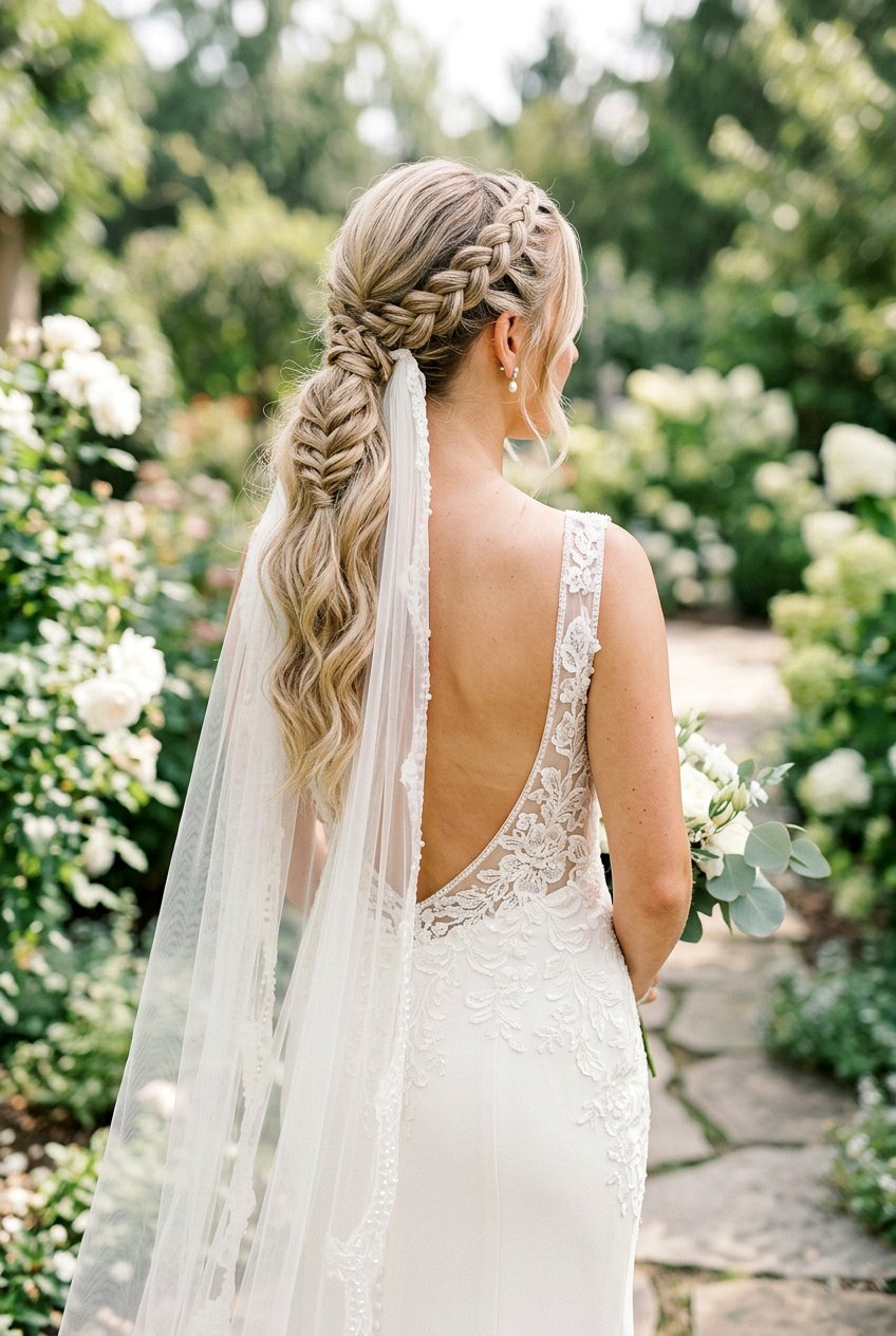 Double Braid Bridal Ponytail With Veil - 20 bridal braid ponytail with veil - 20 bridal braid ponytail with veil