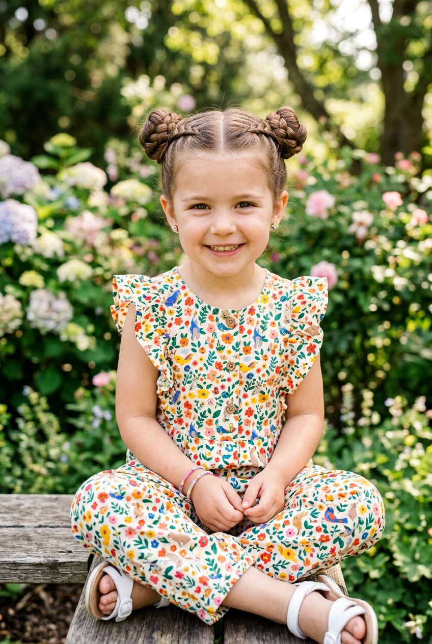 Double Braid Buns - 20 easy braid styles for little girls - 20 easy braid styles for little girls