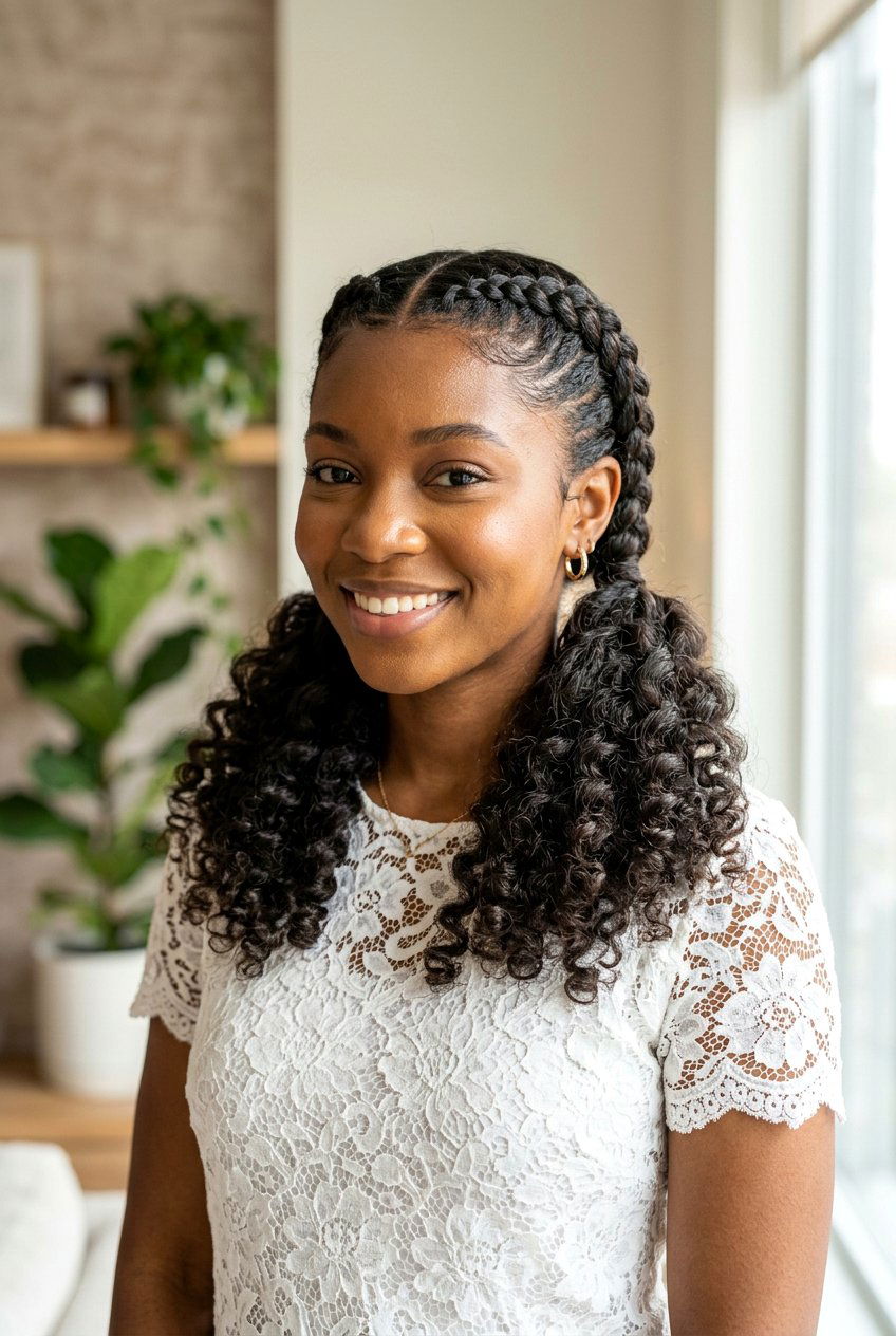 Double Braid Curly Ends - 20 country concert curls hairstyle - 20 country concert curls hairstyle