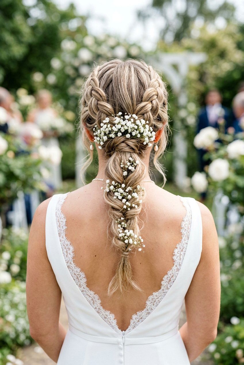 Double Braided Bridal Hair With Babys Breath - 20 bridal braid with babys breath - 20 bridal braid with baby’s breath