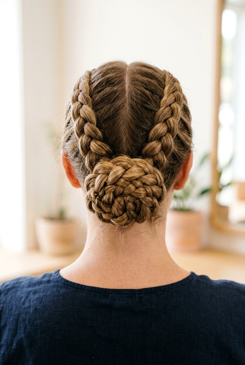 Double Braided Bun - 20 braided bun hairstyles - 20 braided bun hairstyles