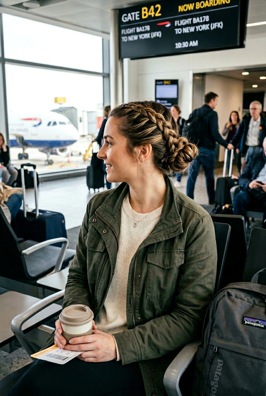 Double Braided Bun For Flights - 20 airplane hairstyles for long hair - 20 airplane hairstyles for long hair