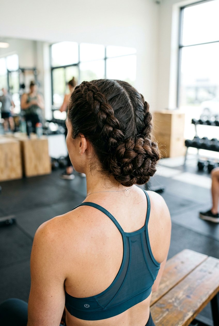 Double Braided Bun For Gym - 20 gym braid bun hairstyle - 20 gym braid bun hairstyle